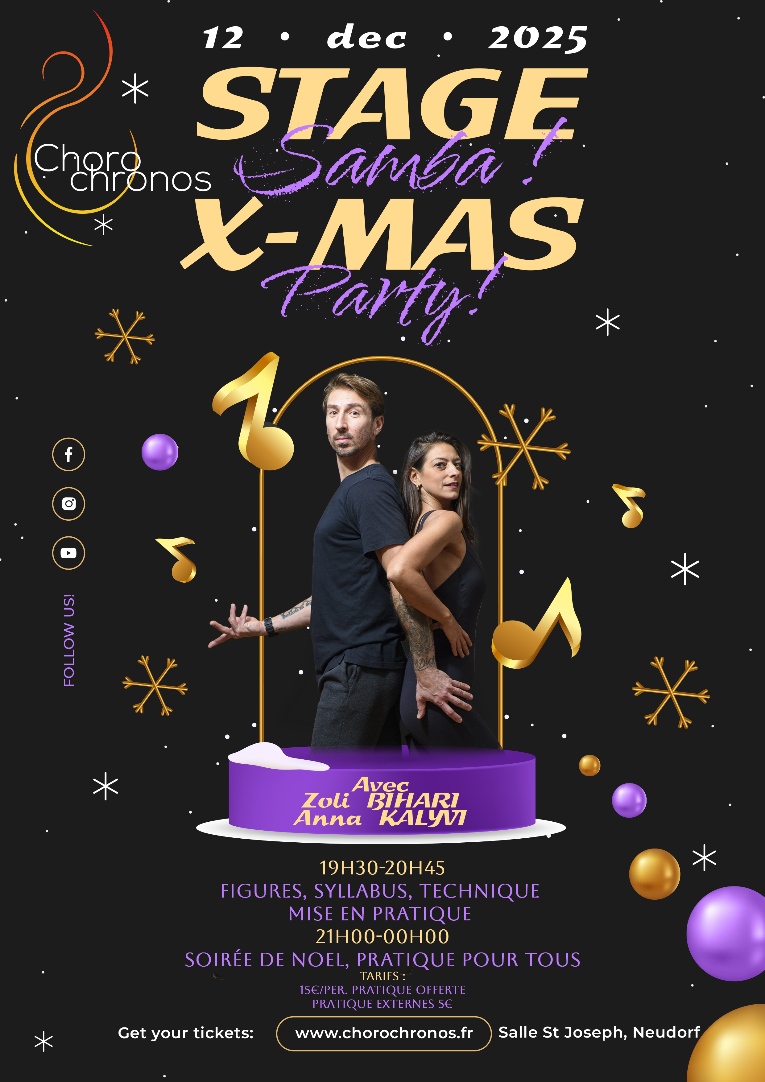 Affiche X-MAS PARTY et STAGE SAMBA